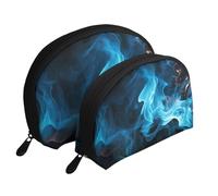 Blue Flame Portable Shell Cosmetic Bag Set - Travel Makeup Organiser with Zipper & Inner Compartments