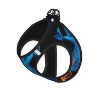 Blue Flame Print Dog Harness Leash Set Reflective Pet Harness Puppy Vest Suitable Dogs Cats Small Breeds