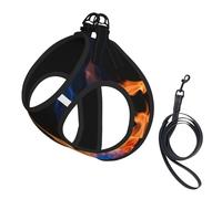 Blue Flame Print Dog Harness,Pet Leash Vest,Adjustable And Reflective Vest,For Small To Medium Dogs