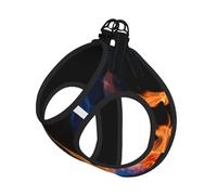 Blue Flame Print Dog Harness,Pet Leash Vest,Adjustable And Reflective Vest,For Small To Medium Dogs