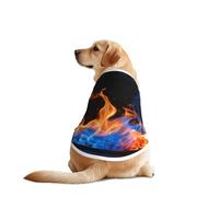 Blue Flame Print Dog Vest, Soft Breathable Pet Shirt Clothes Sleeveless Fashion Apparel For Medium Large Breeds