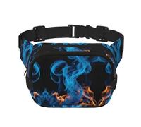 Blue Flame print Fashion Waist Packs Crossbody Belt Bag Fanny Pack for Women Crossbody for Traveling Running, Black, One Size