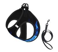 Blue Flame Print Pet Supplies Adjustable Step-In Flex Breathable Mesh Dog Harness For Small Medium Dogs, S-L