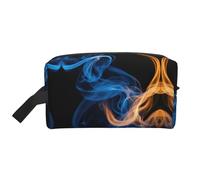 Blue Flame Print Portable Travel Toiletry Storage Bag Large Capacity 600D Polyester Cosmetic Storage Bag