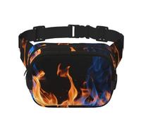 Blue Flame Print Square Double Layer Waist Bag Festival Outdoor Hiking Travel Lightweight