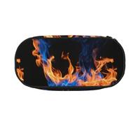 Blue Flame Print Unisex Pencil Case Pouch - Compact Design for Pencils, Small Items - Double-Headed Zipper
