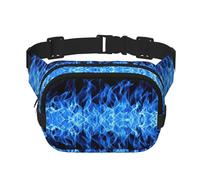 Blue Flame Print Waist Pack Square Waist Bag Workout Hiking Running Travel Gym Pretty Zipper Fashion