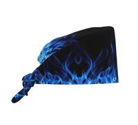 Blue Flame Print Work Cap for Women Men Adjustable Work Hats Soft Breathable Black One Size