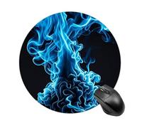 Blue Flame Round Mouse Pad 7.8 Inch, Portable Gaming Mouse Mat with Non-Slip Rubber Base & Smooth Surface, Waterproof Mousepad for PC, Laptop, Computer, Office, Home