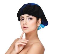 Blue Flame Satin Bonnet Silk Bonnet, Hair Bonnet For Sleeping, Soft Double Layer Silk Sleeping Cap Hair Wrap For Women Natural Hair Curly Hair Braided Hair Long Hair