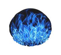 Blue Flame Shower Caps Women Men Reusable Waterproof Non-Slip Quick-Dry Hair Large Cap Long Short Hair