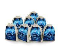 Blue Flame Skull Gift Bags Personalized Small Drawstring Bags Pouch