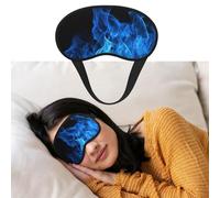 Blue Flame Sleep Mask Soft Blackout Eye Mask with Adjustable Strap Comfortable Eye Shade Cover for Women Men Deep Rest Travel Work Home