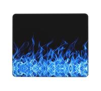 Blue Flame Thick Desk Pad Mouse Mat with Lock Stitch Edge, Stable Non-Slip Surface for Computer Use
