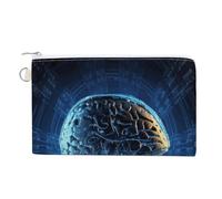 Blue Flame Wallet for Men Women Canvas Coin Purse Zippered Change Holder with Secure Closure, Artificial Intelligence Brain, One Size, Artificial Intelligence Brain