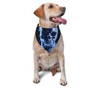 Blue Flames Skull Dogs Neckerchief Soft Triangle Bibs Scarf Adjustable Dog Bandana For Small Medium Large Pets