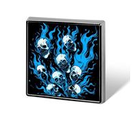 Blue Flames Skulls Custom Lapel Pins Square Brooch Tie Suit Dress Accessories for Men Women Wedding Birthday