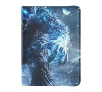 Blue Flash Tech Ape Warrior Leather Passport and Vaccine Card Wallet Combo Wallet Passport Holder Passport Cover with RFID Blocking Ultra Slim, Blue Flash Tech Ape Warrior, One Size