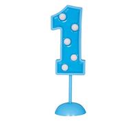 Blue Flashing Number 1 Cake Topper (11cm) 1 Piece - Perfect for First Birthday Celebrations and Milestone Events
