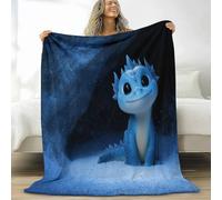 Blue Fleece Blanket 150 x 200 cm Warm Fluffy Blankets, Cartoon Ice Cave Dragon Flannel Microfiber Comfortable Soft Fuzzy Throw Blankets - Sofa Travel Outdoor Office Nap Blanket