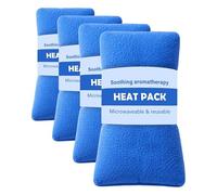 Blue Fleece Heat Pack - Reusable Microwaveable Hot & Cold Therapy with Natural Mineral Thermal Beads for Back, Knee, Joint, Wrist & Menstrual Pain Relief (Pack of 4)