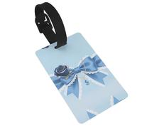 Blue Floral Bow Luggage Tags for Suitcases, PVC Suitcase Tag with Secure Strap Suitcase Identifier with Privacy Name Card for Travel Bag Tags Personalized Baggage Tag for Women Men
