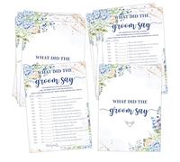 Blue Floral Bridal Shower Games, What Did The Groom Say Game Cards for 25 Guests, Blue Hydrangea Wedding Shower Games, Bridal Shower Party Favors, Engagement Party Decor Supplies -07