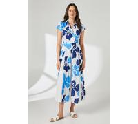 Blue Floral Contrast Detail Wrap Bodice Shirt Dress Principles Blue 16