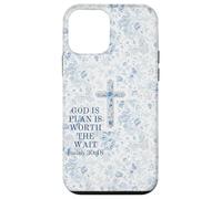Blue Floral Cross Isaiah 3018 God Christian Jesus Saves Case for iPhone 12 mini