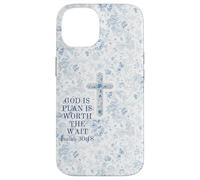 Blue Floral Cross Isaiah 3018 God Christian Jesus Saves Case for iPhone 14