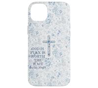 Blue Floral Cross Isaiah 3018 God Christian Jesus Saves Case for iPhone 14 Plus