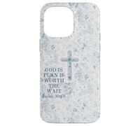 Blue Floral Cross Isaiah 3018 God Christian Jesus Saves Case for iPhone 14 Pro Max