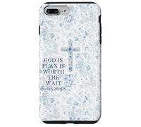 Blue Floral Cross Isaiah 3018 God Christian Jesus Saves Case for iPhone 7 Plus/8 Plus