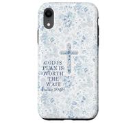 Blue Floral Cross Isaiah 3018 God Christian Jesus Saves Case for iPhone XR