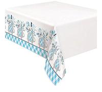 Blue Floral Elephant Plastic Table Cover (137cm x 213cm) - Stylish, Charming & Unique Design - Perfect Party & Event Decor - 1 Pc