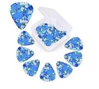 Blue Floral Guitar Picks 12 Pack 3 Different Thickness Celluloid Guitar Plectrums with Guitar Pick Storage Box Personalized Guitar Pick for Acoustic Guitar Picks