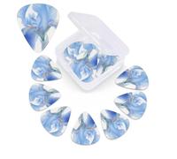 Blue Floral Guitar Picks 12 Pack with Organizer Box, 0.46 0.71 0.96 mm Includes Thin Medium Heavy Thickness,Abstract Guitar Pick Plectrums for Electric Guitar Ukulele Bass