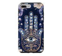Blue Floral Hamsa Hand and Evil Eye Boho Protection Amulet Case for iPhone 7 Plus/8 Plus