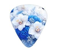 Blue Floral Harmony Guitar Picks Gift Set - 12 Smooth Durable Plectrums For Acoustic, Electric & Bass Guitar, Perfect Present For Guitar Lovers & Musicians