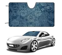 Blue Floral Lace Car Windshield Sun Shade Keep Car Interior Cool 51"x28" Folding Front Window Sun Shade, Heat Shield for SUV, Truck, Blocks UV