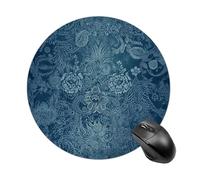 Blue Floral Lace Round Mouse Pad Smooth Glide Gaming Mousepad Extra Density Portable Comfortable Mouse Mat for Desk, Home, Office 7.8x7.8 Inches