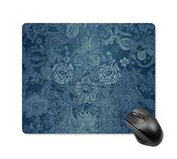 Blue Floral Lace Square Mouse Pad Portable Computer Mousepad with Non-Slip Rubber Base 18 * 22cm Ultra-Thin Gaming Mouse Mat for Computer Laptop Office Desk Accessories