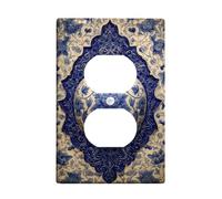 Blue Floral Light Switch Cover Plates/Outlet Covers, Elegant Vintage Design for Home Decor, Thermoplastic Wall Plates, Standard Size Single Duplex Outlet