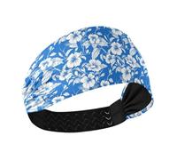 Blue Floral Moisture Wicking wide headbands for women Elastic sweatband for Athletic Sports Football Cycling bandas para el cabello de mujer