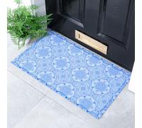 Blue Floral Pattern Indoor & Outdoor Doormat - 70x40cm Artsy Mats Blue 40cm x 70cm