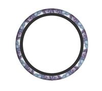 Blue Floral Pattern Printed Steering Wheel Cover Elastic Stretch Car Wheel Wrap Breathable Non-Slip Steering Wheel Protector for Car Truck SUV