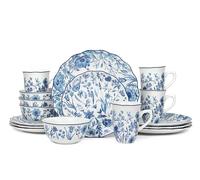 Blue Floral Porcelain Dinnerware Set, 16 Pieces