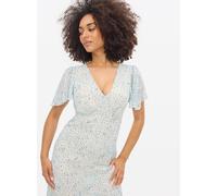 Blue Floral Print Semi-Sheer Midi Tea Dress 10