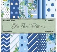 Blue Floral Scrapbook Paper: Indigo Colored Flowers Patterns, Decorative Craft Paper for Scrapbooking, DIY, Junk Journals, Cardmaking, & Crafting Projects