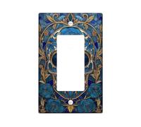 Blue Floral Skull Light Switch Cover Plate/Outlet Covers, Decorative Wall Accents for Day of the Dead, Thermoplastic Standard Size Single Rocker